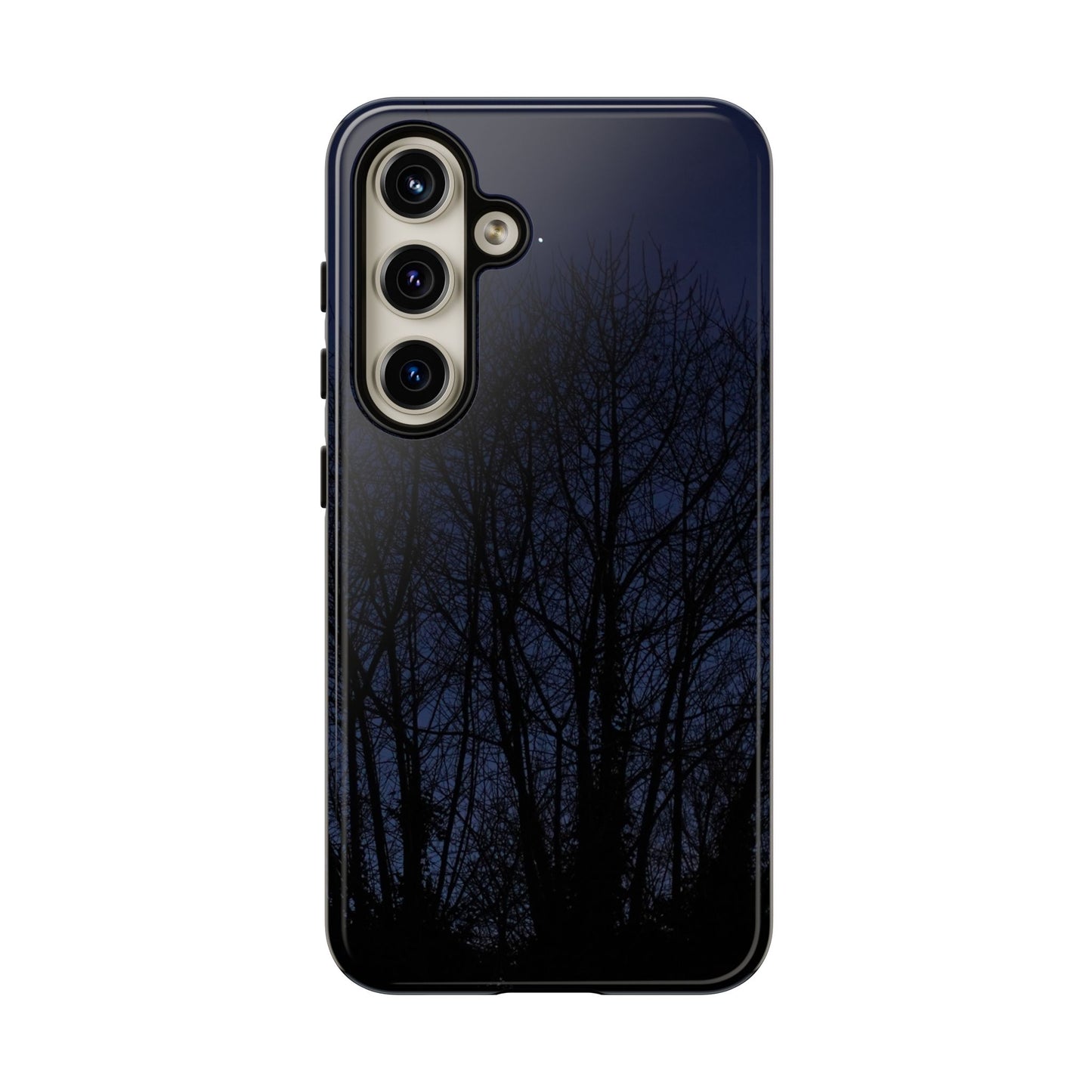 Night Forest Phone Case — Dark Tree Silhouette Protective Tough Case