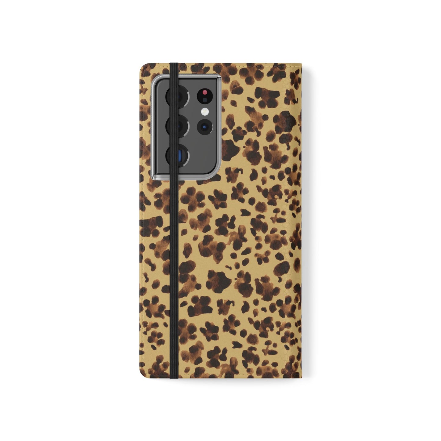 Leopard Print watercolour Flip Phone Case - Stylish Wallet Folio Cover with Card Slots