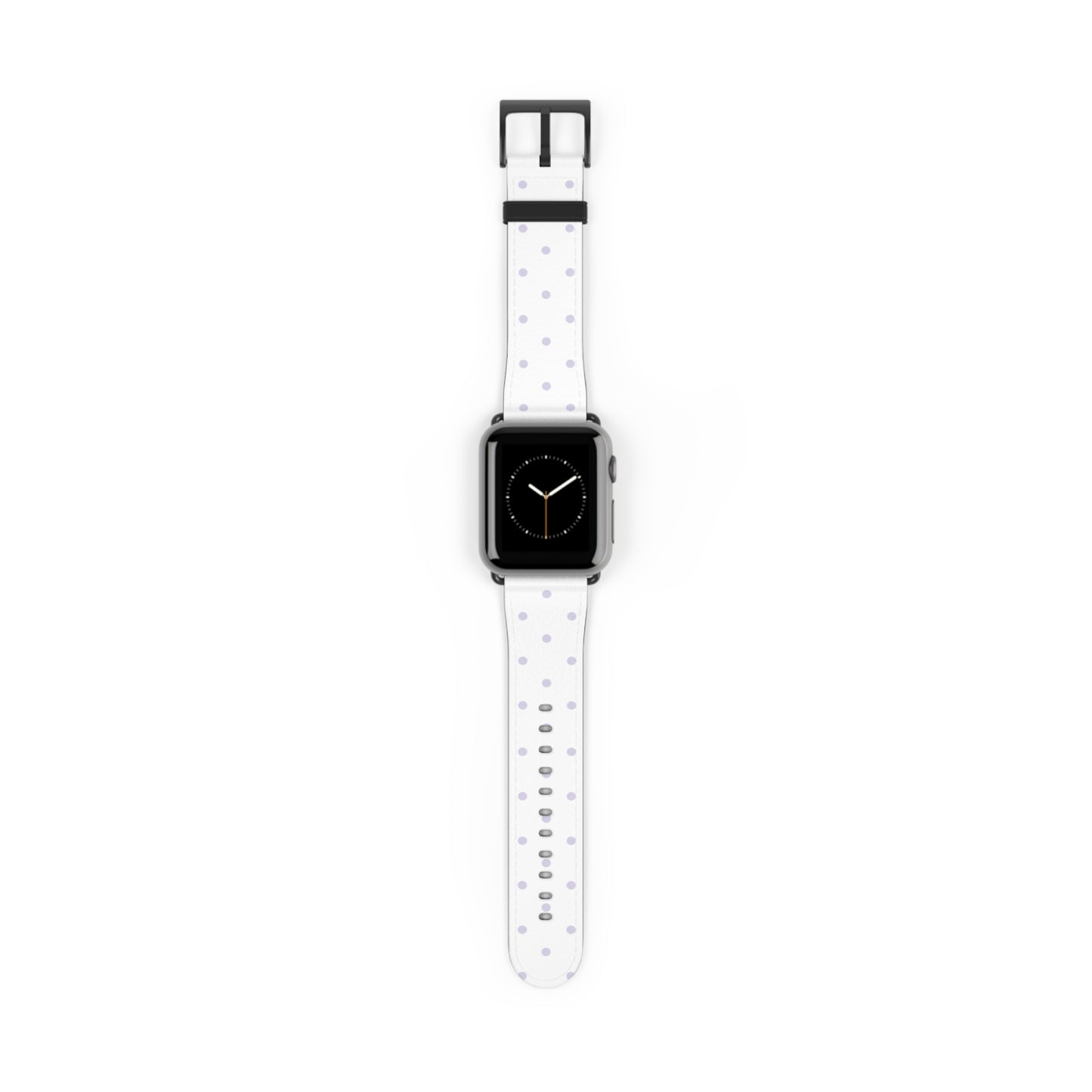 apple watch band with white polka dot design, minimal lavender dots, cute women’s casual watch strap
