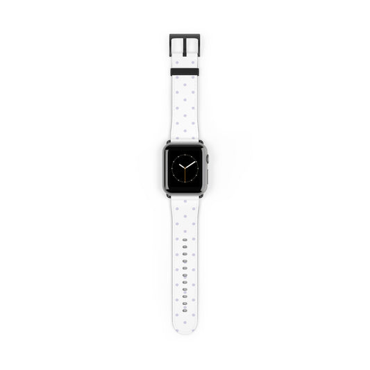 apple watch band with white polka dot design, minimal lavender dots, cute women’s casual watch strap