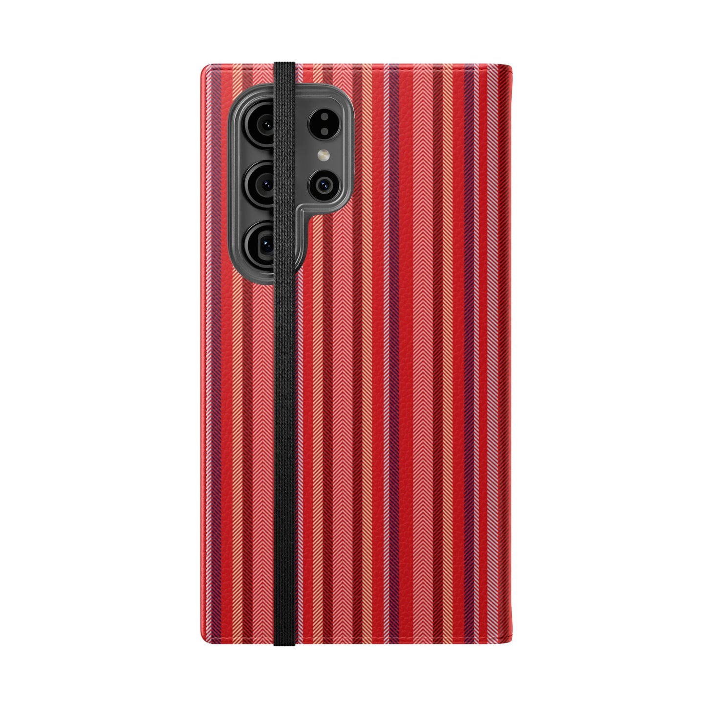 Red Stripe Flip Phone Case – Protective Wallet Folio with Card Slots