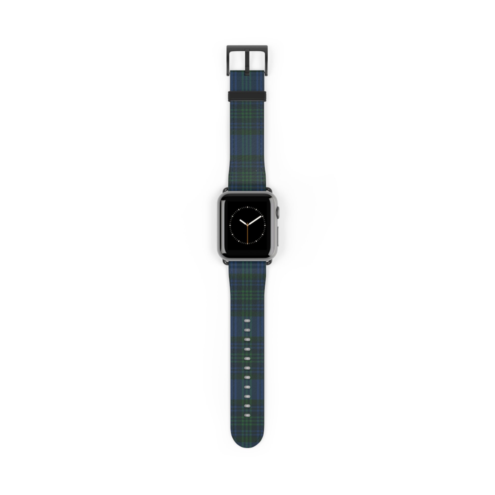 Tartan plaid watch band in classic green and black, Scottish tartan style, for Apple Watch, casual and formal wear