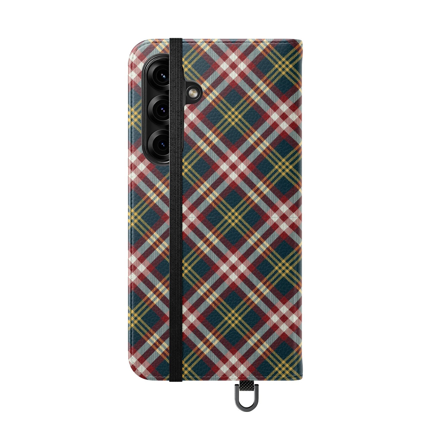 Tartan Flip Phone Case — Yellow & Red Plaid Wallet Cover