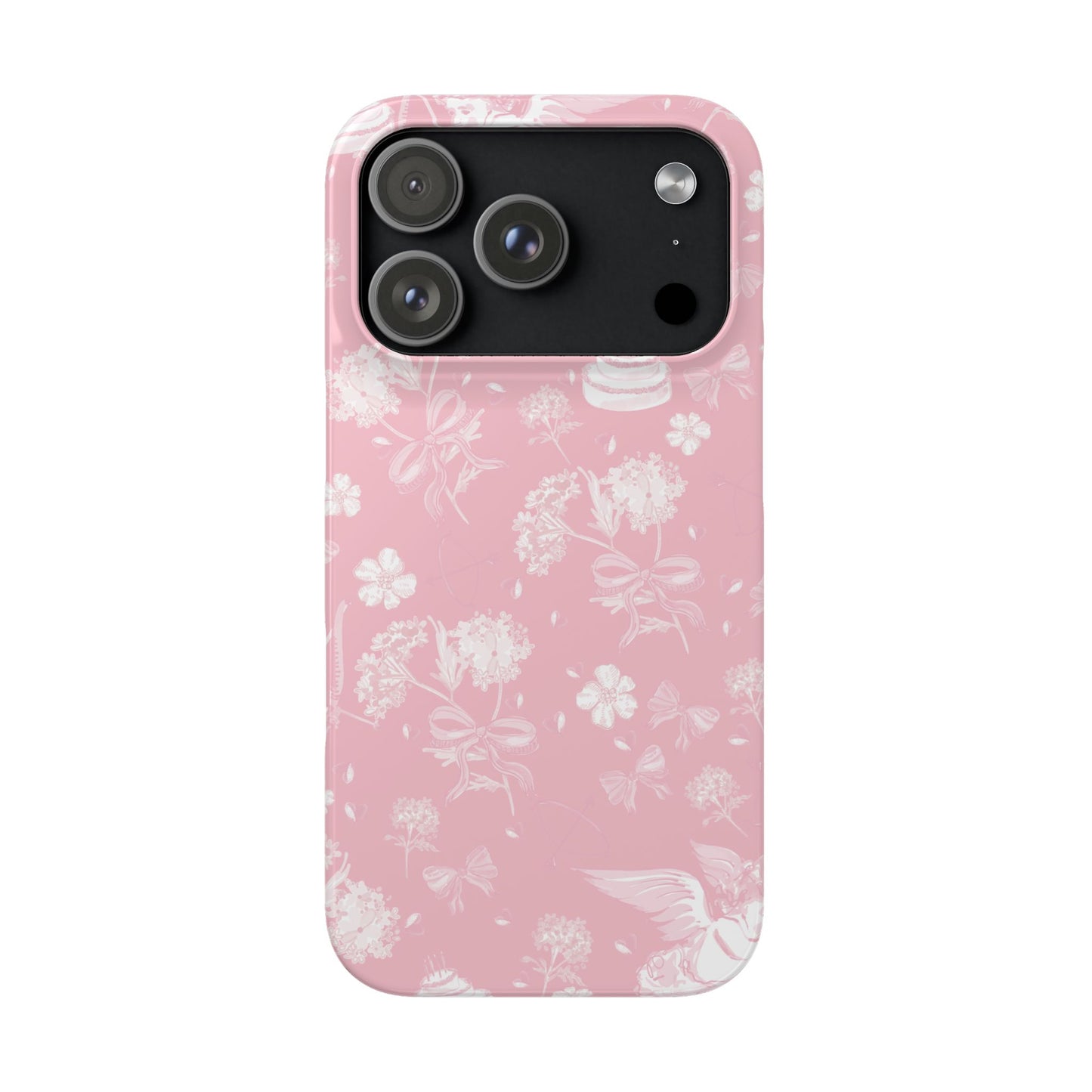 Pink Floral Slim Phone Case for Apple iPhone, Samsung Galaxy and Google Pixel.