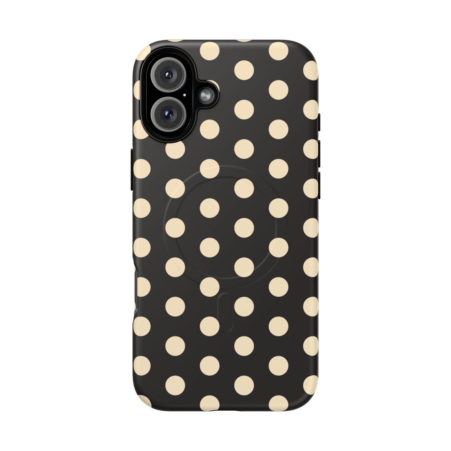 Polka Dot Magnetic Phone Case – Black & Cream Retro Spot Pattern