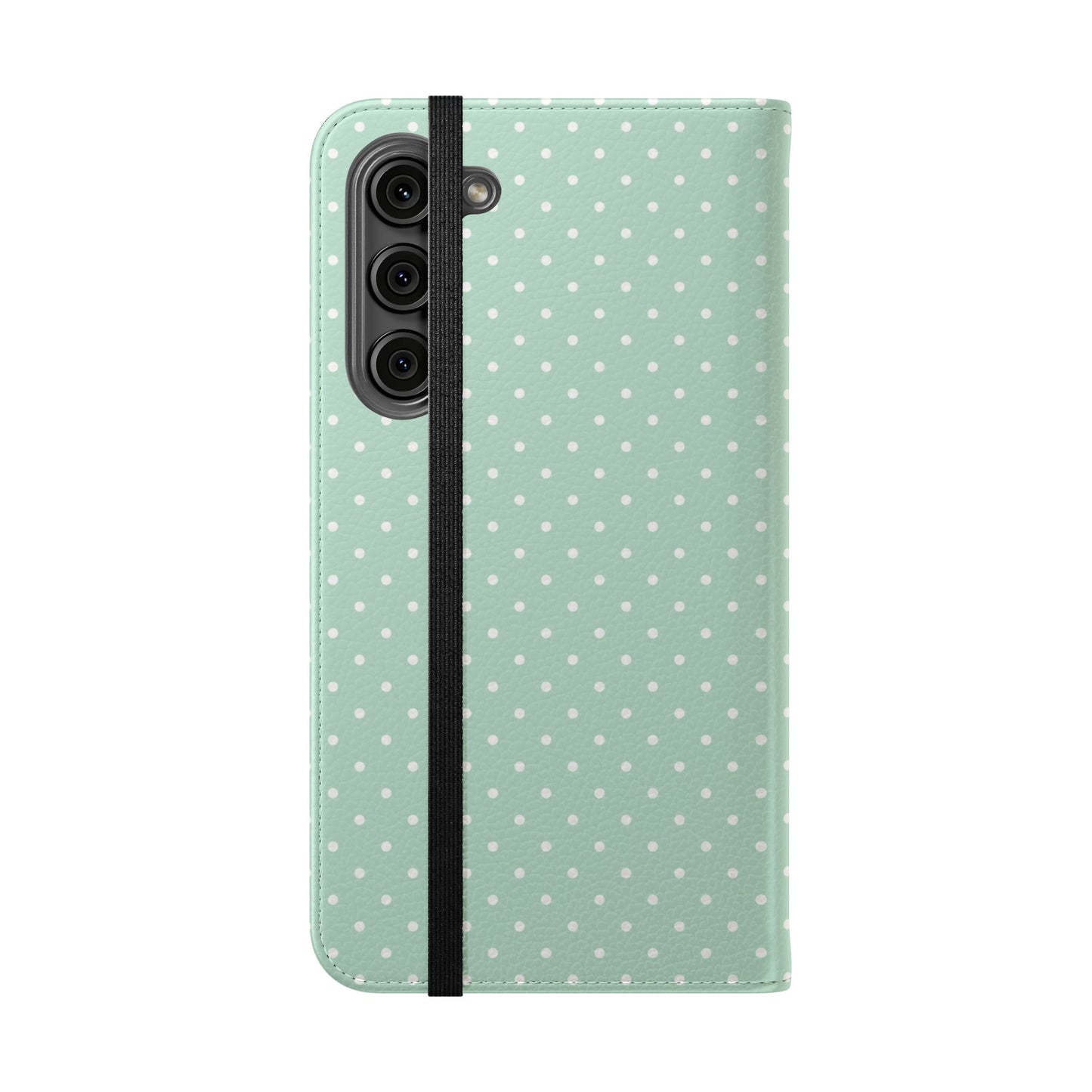 Polka Dot Flip Phone Case — Pastel Green-White Polka Dot Wallet Cover