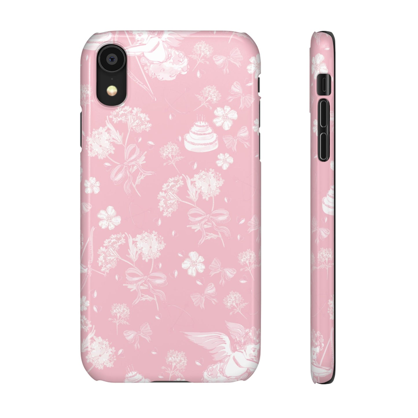 Pink Floral Slim Phone Case for Apple iPhone, Samsung Galaxy and Google Pixel.
