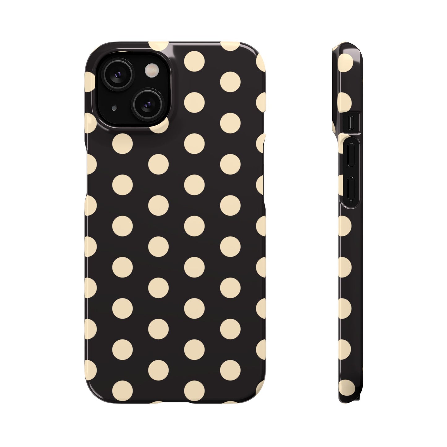 Polka Dot Snap Phone Case — Classic Black & Cream Retro Dots