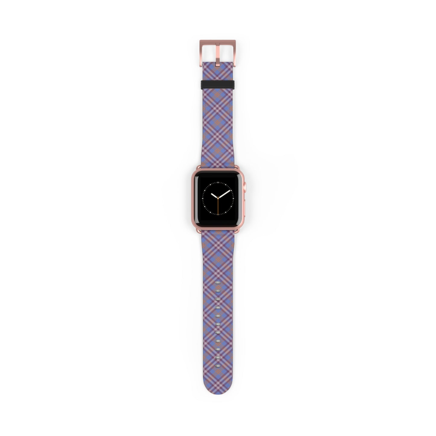 Plaid purple Apple Watch band with retro tartan pattern, stylish gift for her, faux leather strap, stainless steel buckle