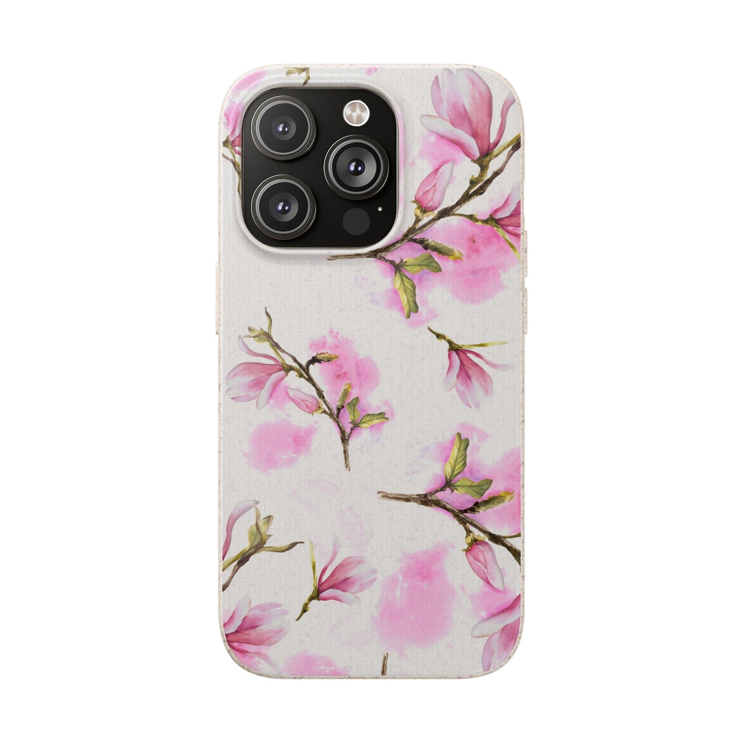 Biodegradable Phone Case — Pink Magnolia Floral Eco Phone Cover for Apple iPhone and Samsung Galaxy.