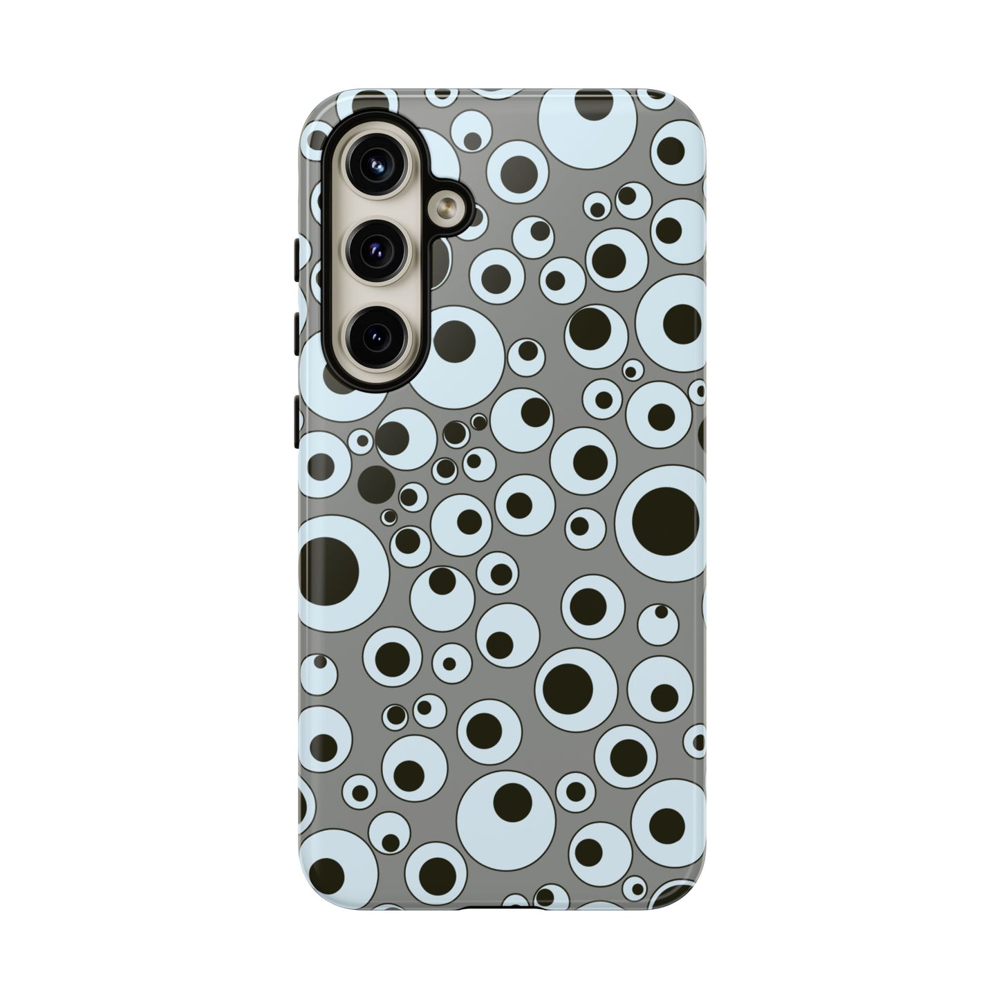 Bubble Pattern Tough Phone Case – Grey Retro Polka-Dot Design