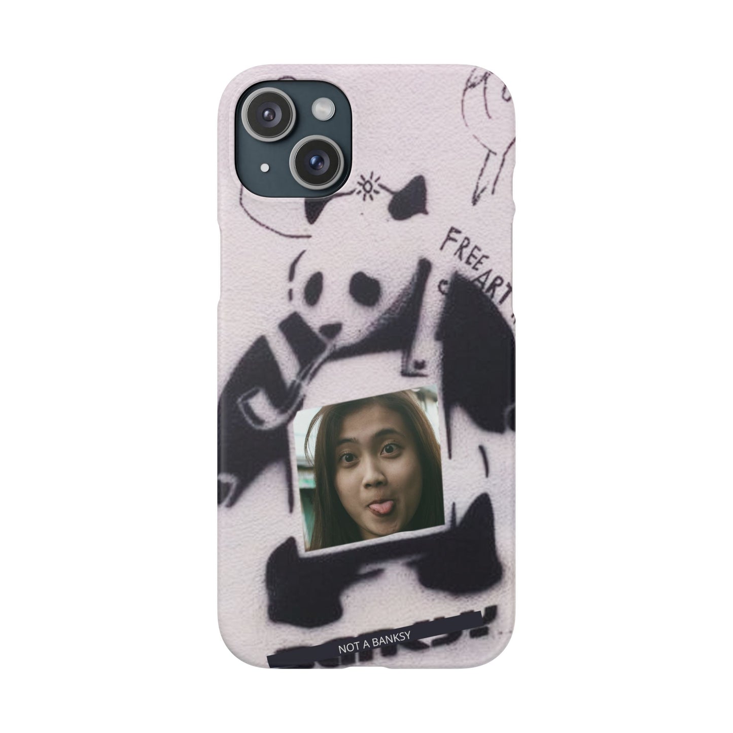 Single Image Personalised Panda Stencil Slim Phone Case for Apple iPhone, Samsung Galaxy and Google Pixel.