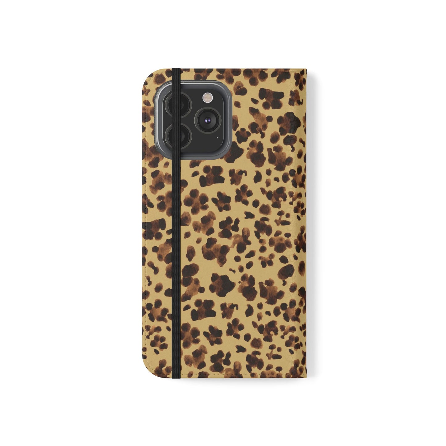 Leopard Print watercolour Flip Phone Case - Stylish Wallet Folio Cover with Card Slots