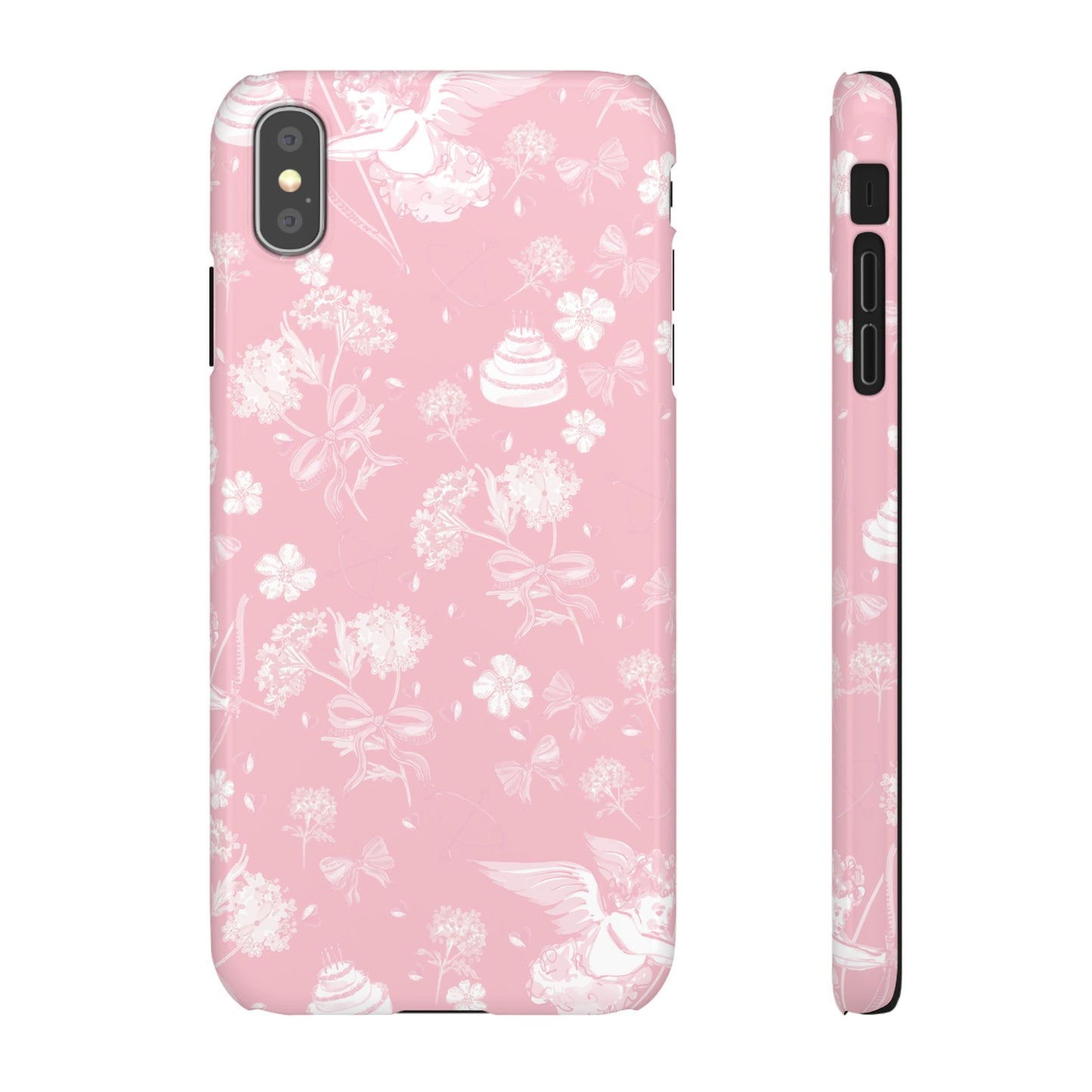 Pink Floral Slim Phone Case for Apple iPhone, Samsung Galaxy and Google Pixel.