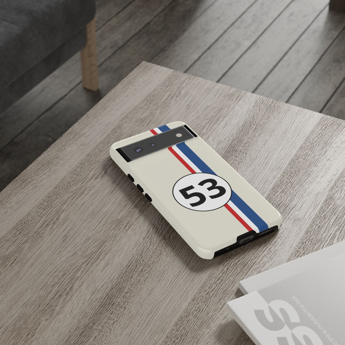 Racing Stripe Personalised Number Tough Phone Case for Apple iPhone, Samsung Galaxy and Google Pixel.