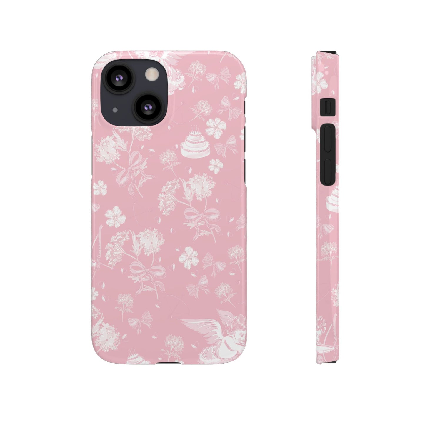 Pink Floral Slim Phone Case for Apple iPhone, Samsung Galaxy and Google Pixel.