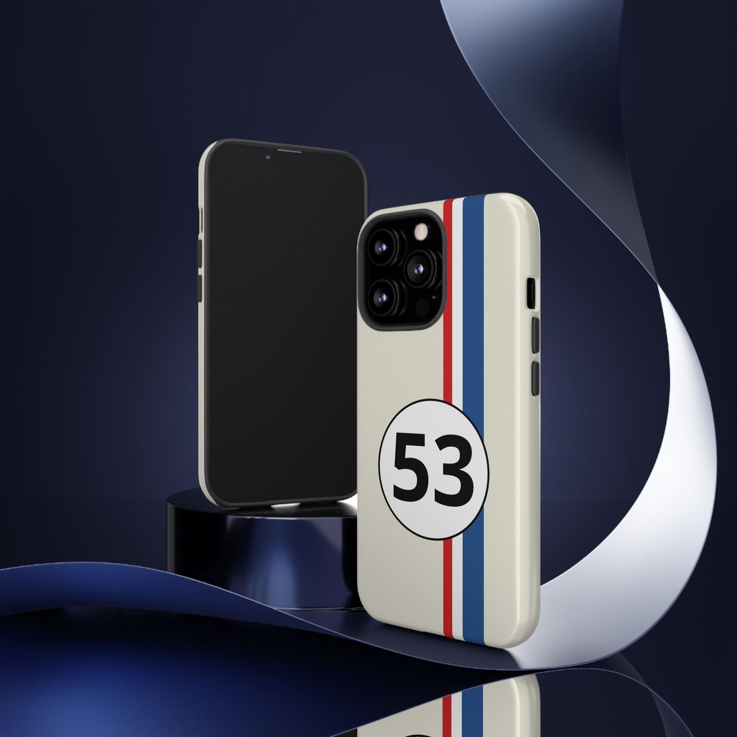 Racing Stripe Personalised Number Tough Phone Case for Apple iPhone, Samsung Galaxy and Google Pixel.