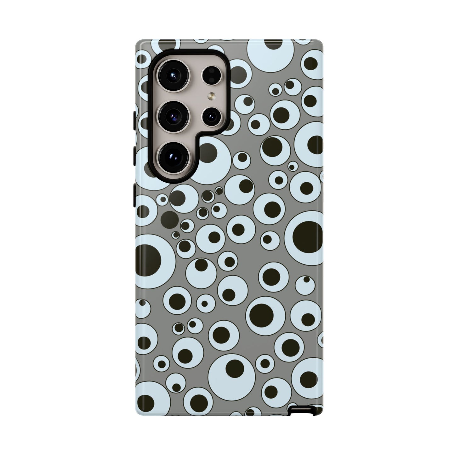 Bubble Pattern Tough Phone Case – Grey Retro Polka-Dot Design