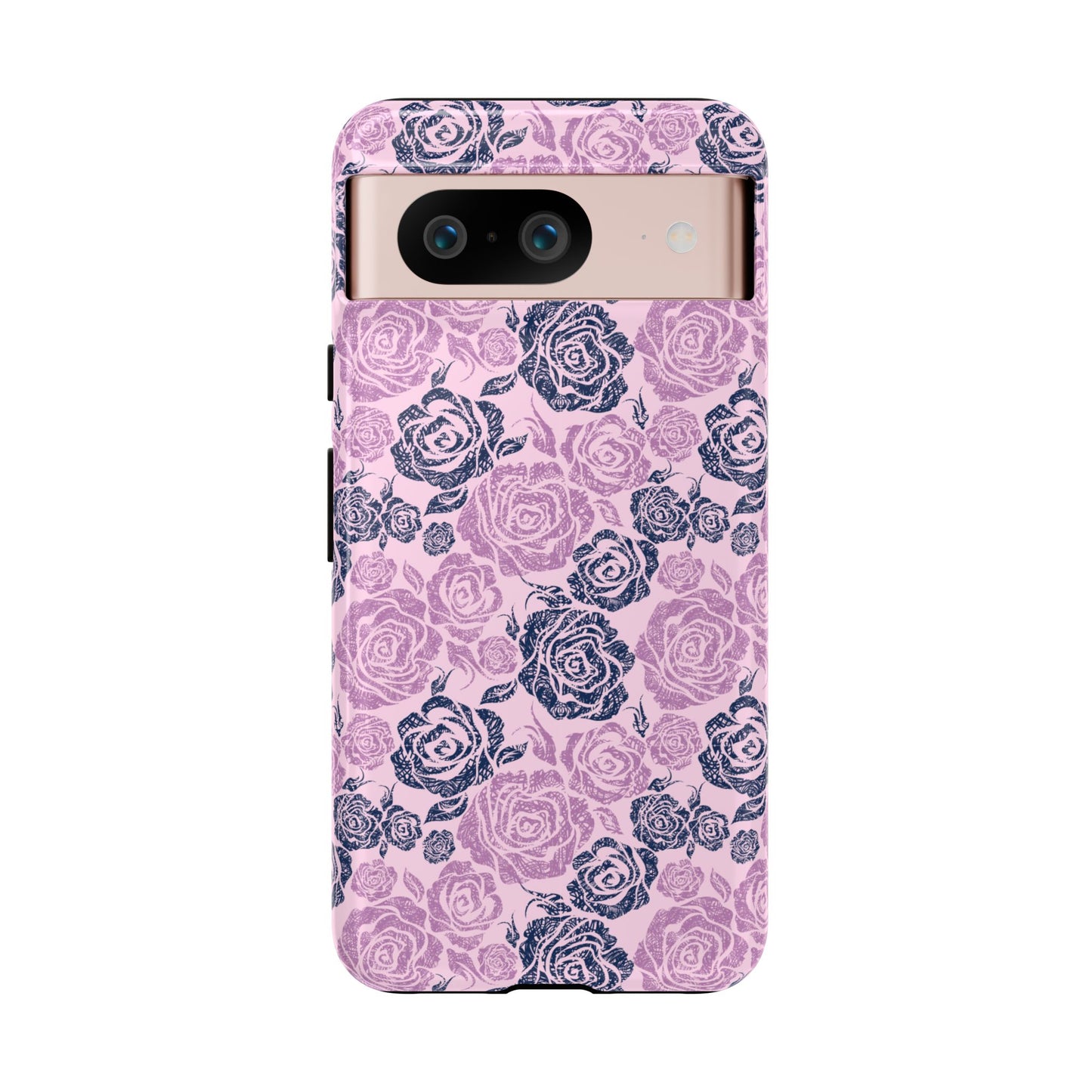 Floral Rose Tough Phone Case — Pink & Slate Rose Pattern