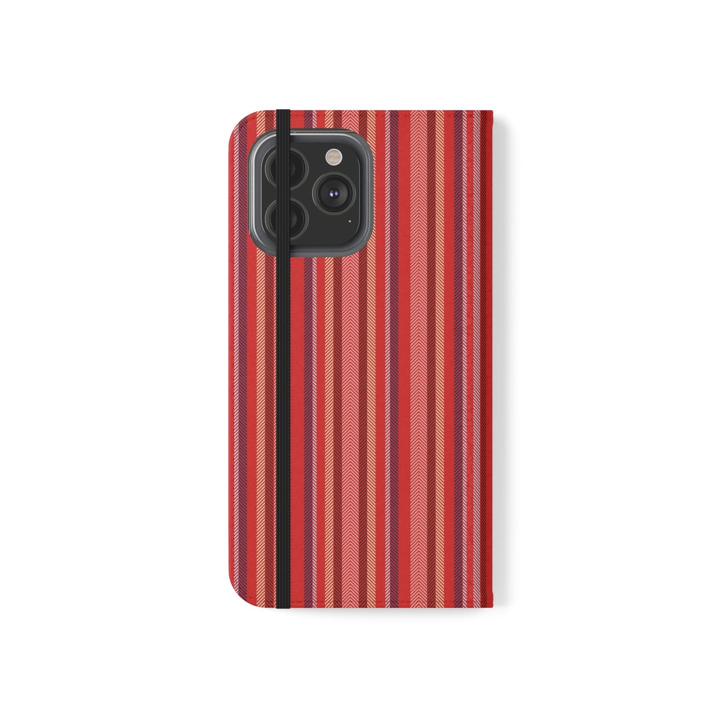 Red Stripe Flip Phone Case – Protective Wallet Folio with Card Slots