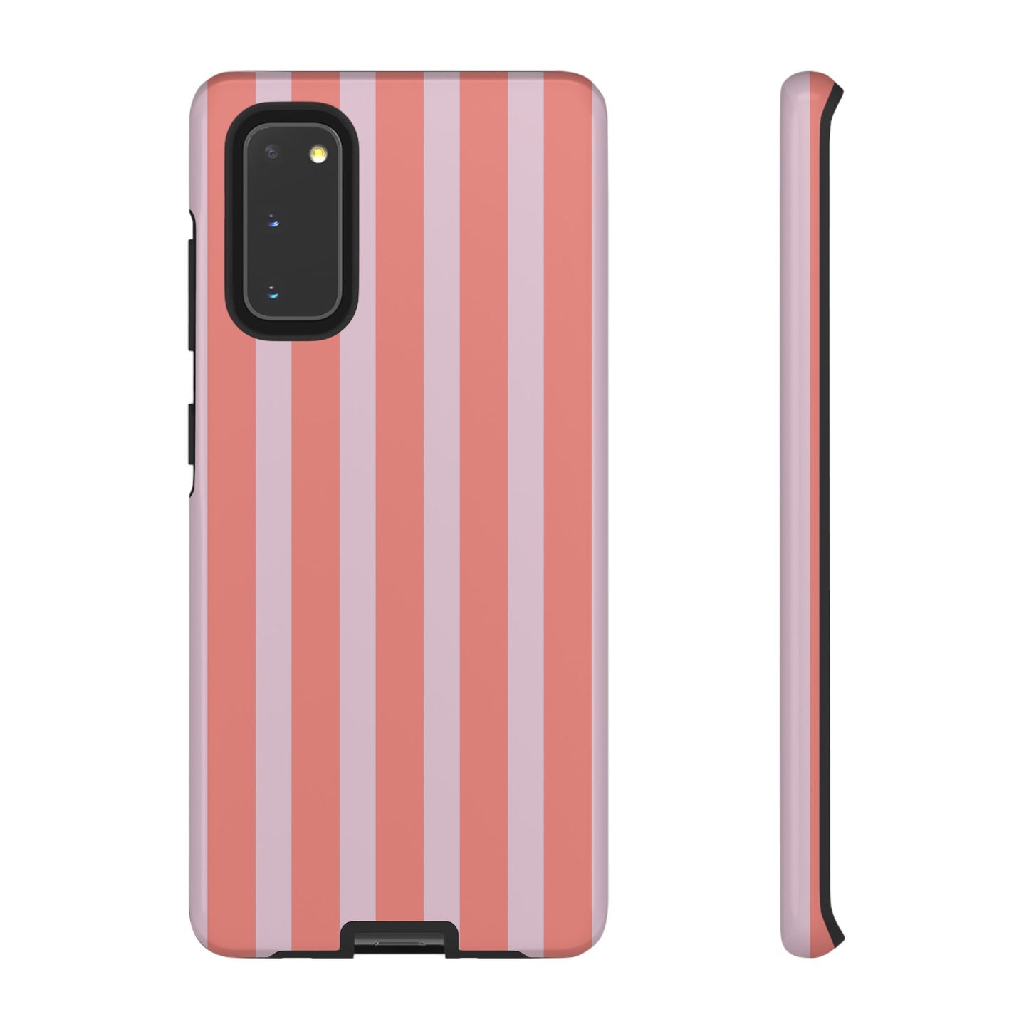 Pink Striped Tough Phone Case — Durable Protective Cover