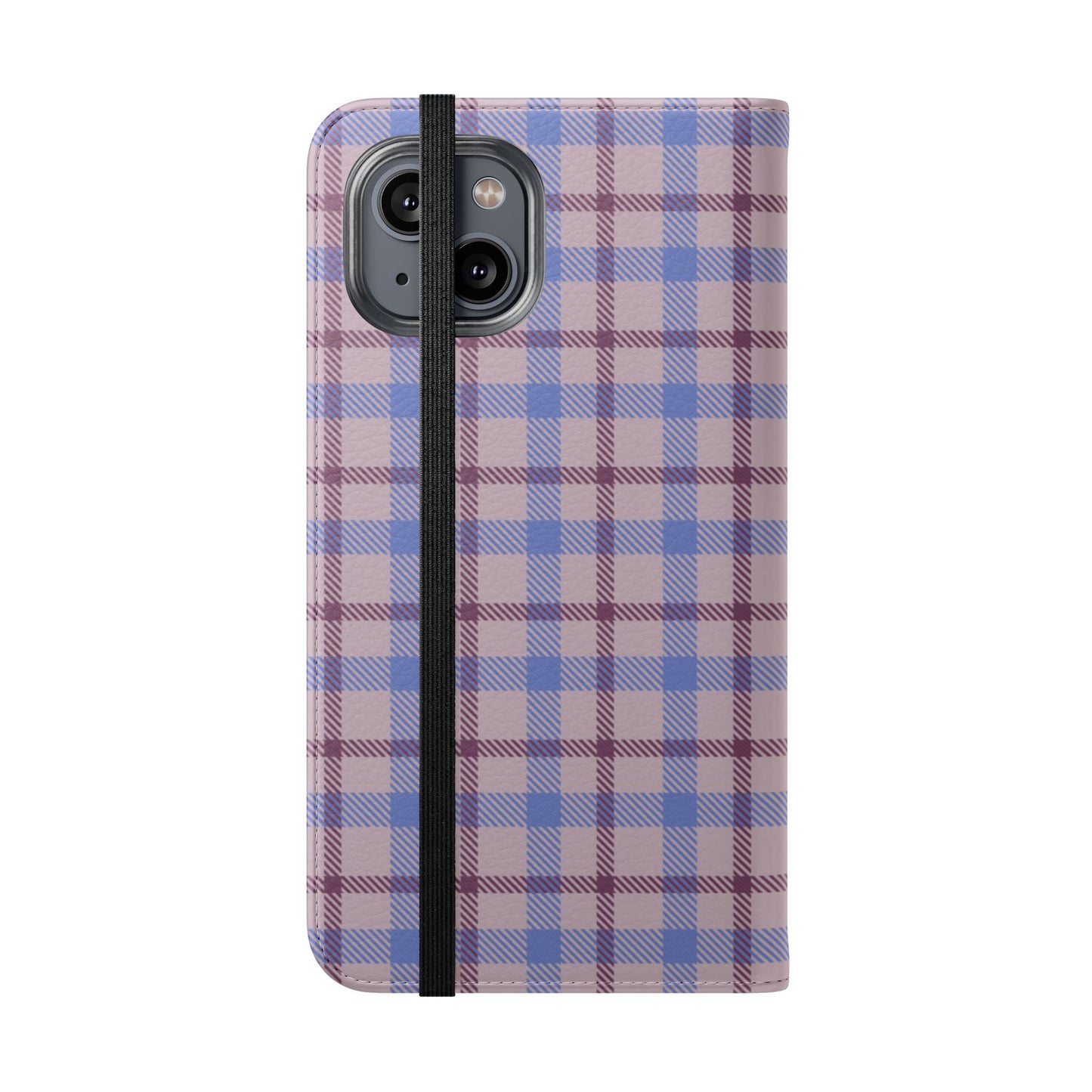 Tartan Flip Phone Case — Blue & Purple Plaid Wallet Cover