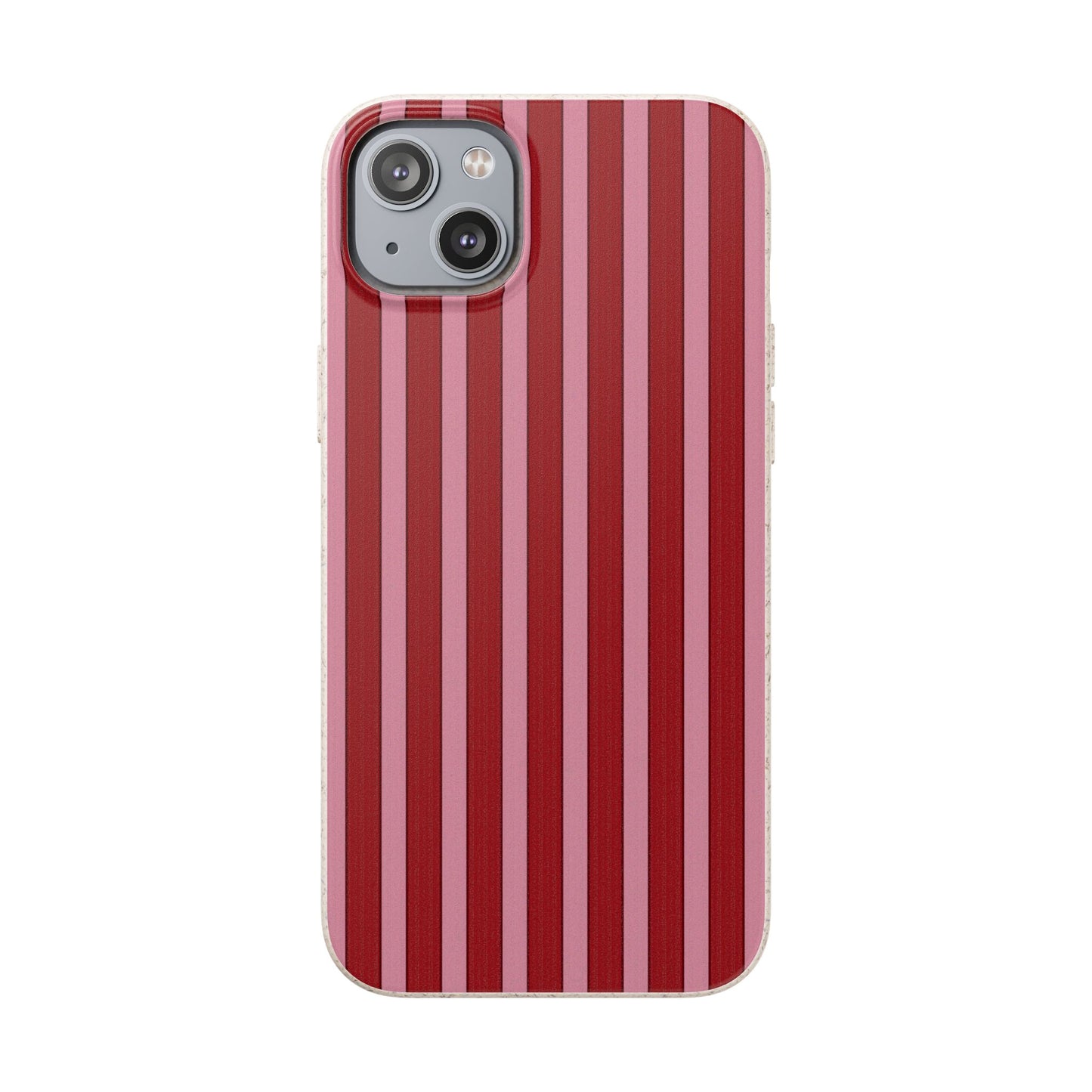 Biodegradable Phone Case — Red Vertical Stripe Eco Protective Cover for Apple iPhone and Samsung Galaxy.