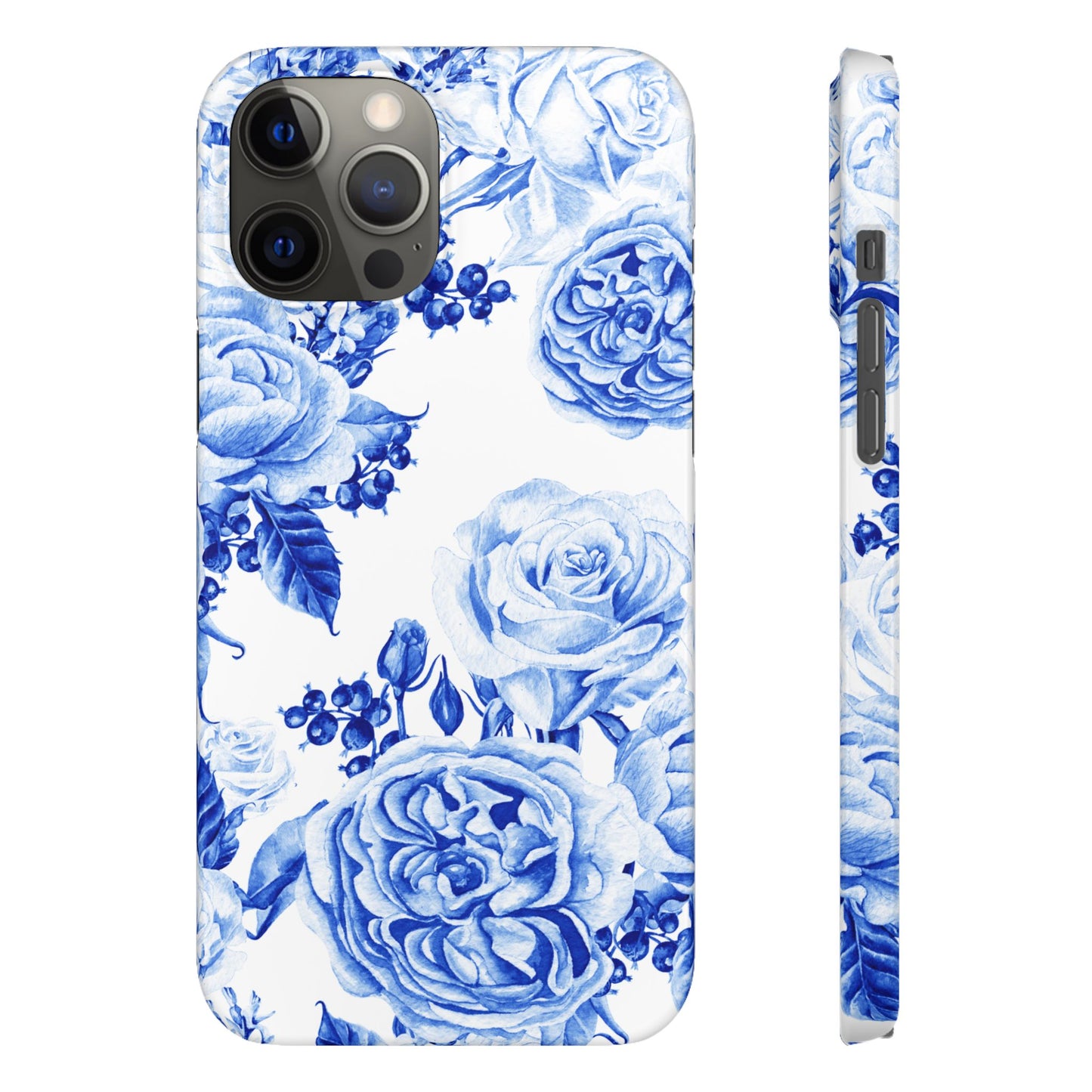Blue Porcelain Floral Snap Phone Case — Vintage Rose Pattern