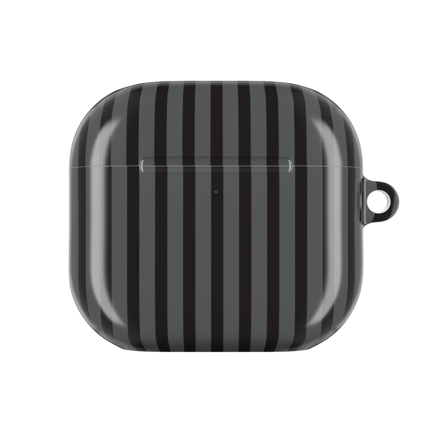 Striped Black AirPod Case – Slim Protective Cover with Keyring Loop
