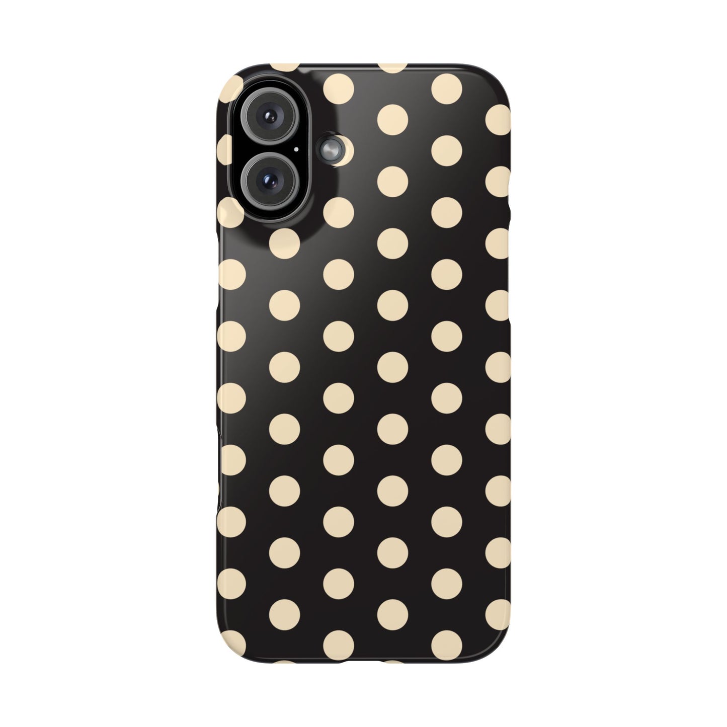 Polka Dot Snap Phone Case — Classic Black & Cream Retro Dots