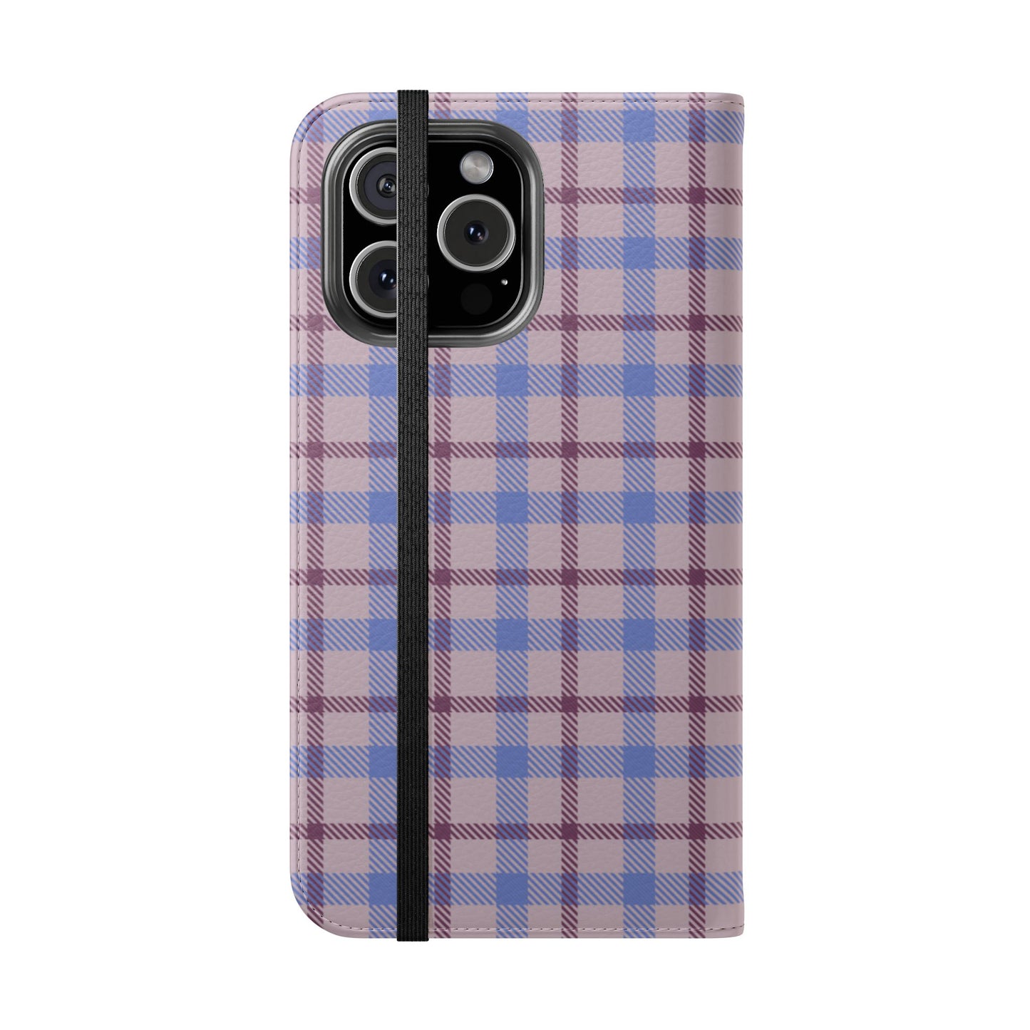 Tartan Flip Phone Case — Blue & Purple Plaid Wallet Cover