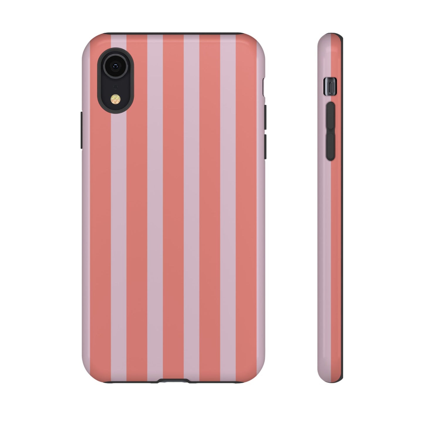 Pink Striped Tough Phone Case — Durable Protective Cover