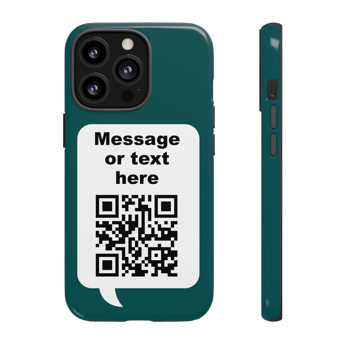 Custom QR Code Tough Phone Case — "Custom text" Contact Case