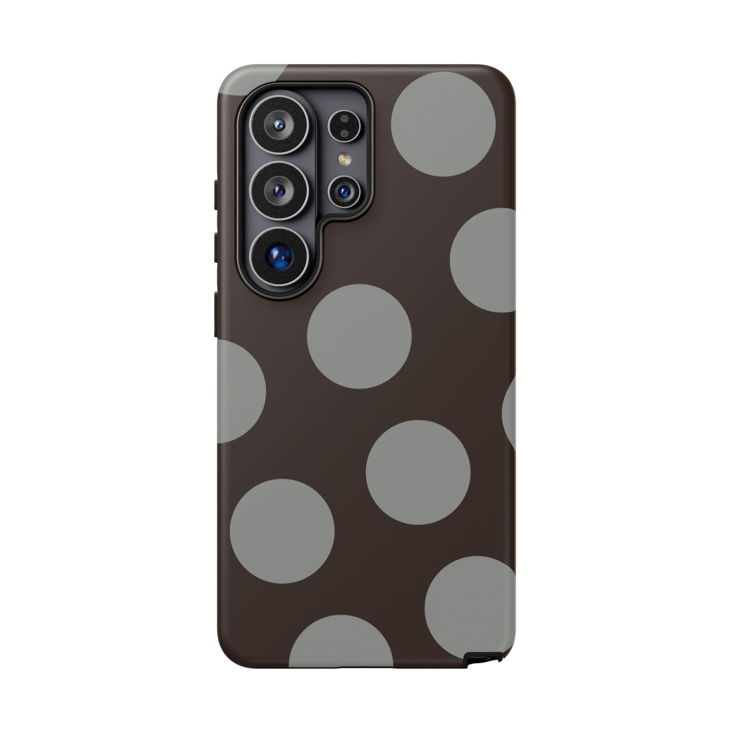 Polka Dot Tough Phone Case – Brown & Gray Retro Dot Protective Cover