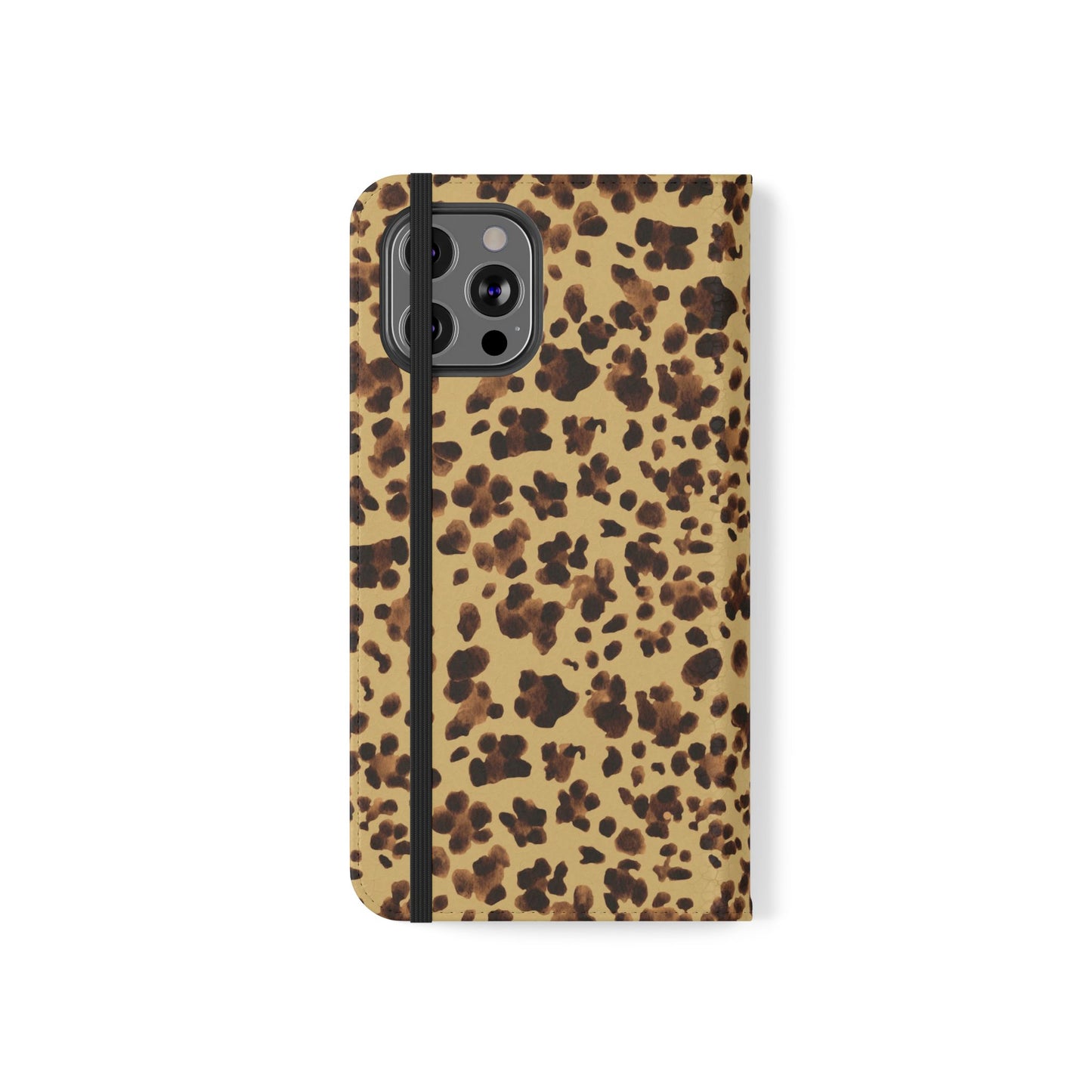Leopard Print watercolour Flip Phone Case - Stylish Wallet Folio Cover with Card Slots