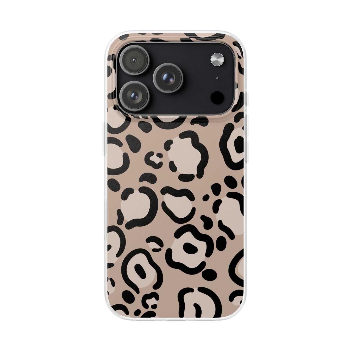 Beige Black Leopard Print Flexi Case for Apple iPhone and Samsung Galaxy.