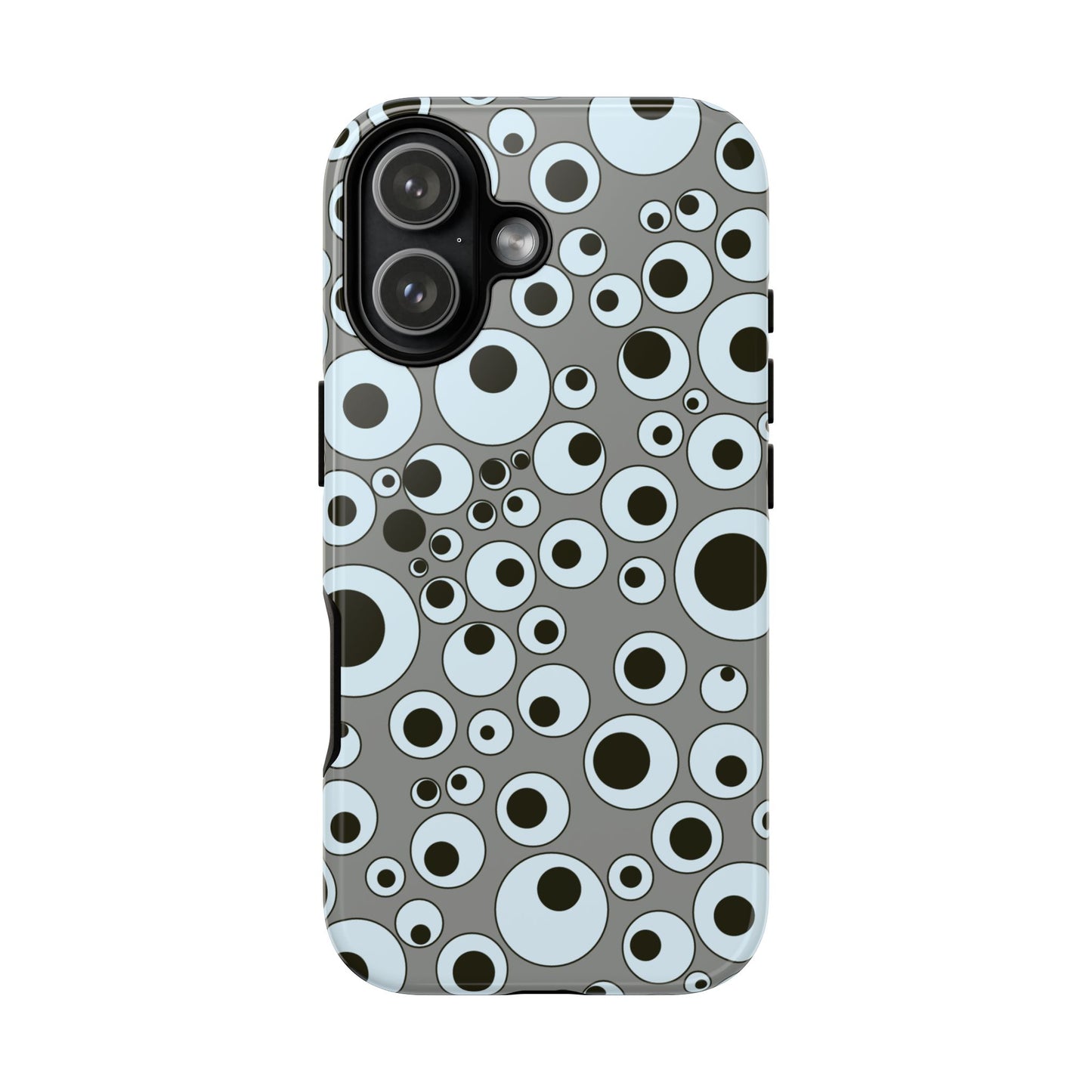 Bubble Pattern Tough Phone Case – Grey Retro Polka-Dot Design