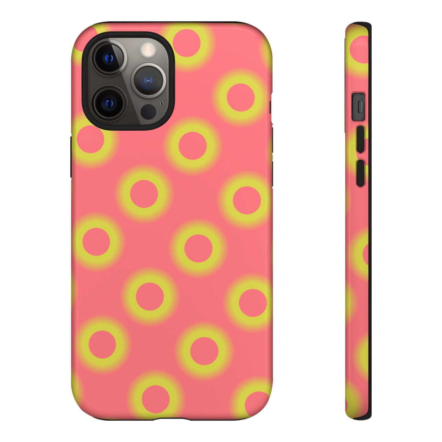 Neon Polka Dot Phone Case — Retro Pink & Lime Protective Cover