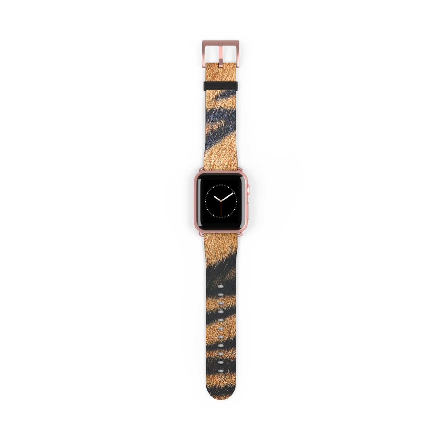 Tiger fur Apple Watch band with faux-leather strap, matte buckle, big cat pattern, stylish gift for him or her