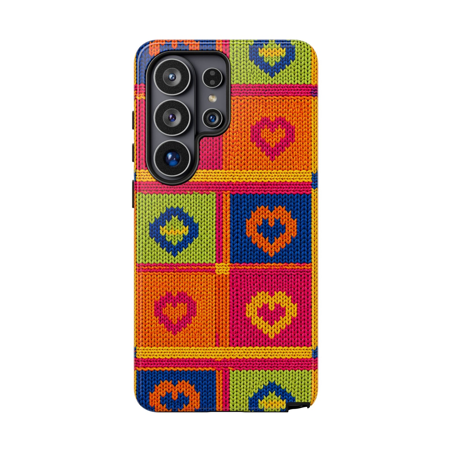 Retro Knit Pattern Heart Patch Tough Phone Case