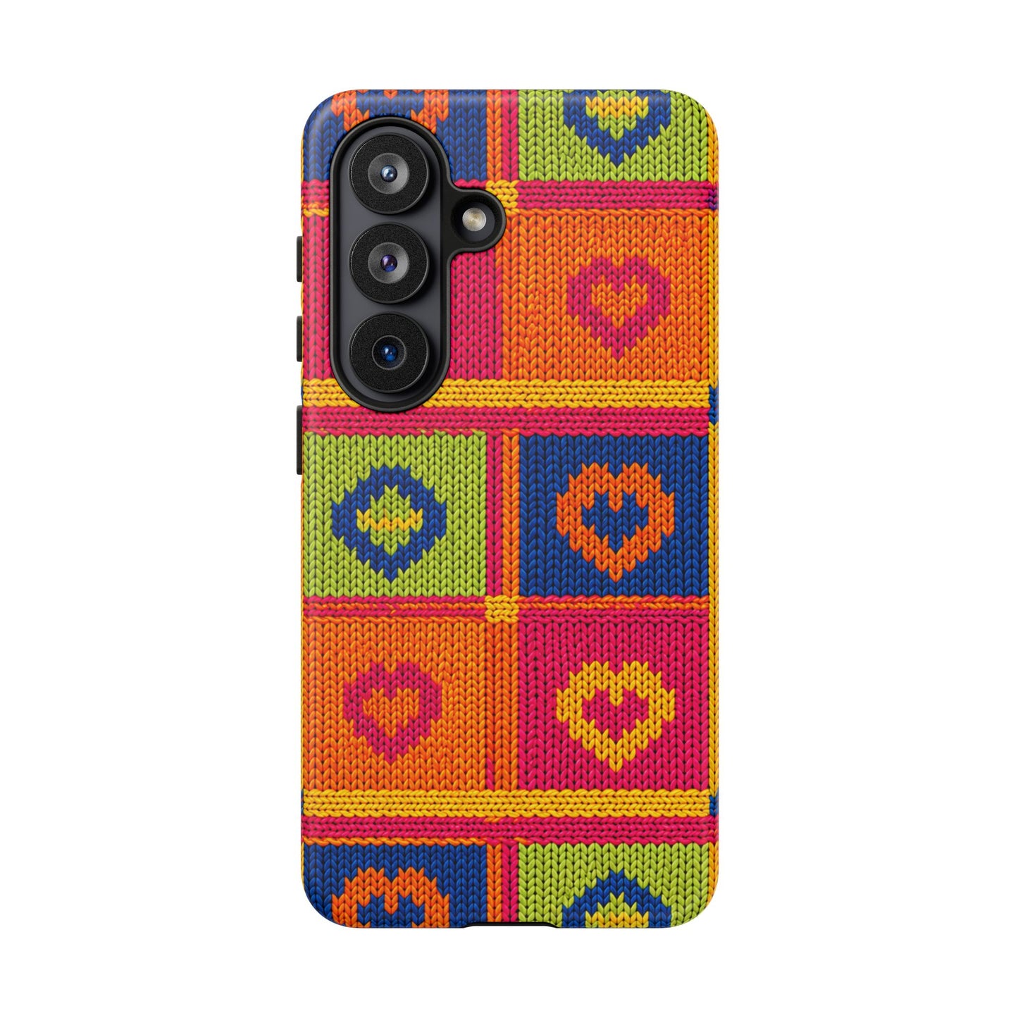 Retro Knit Pattern Heart Patch Tough Phone Case