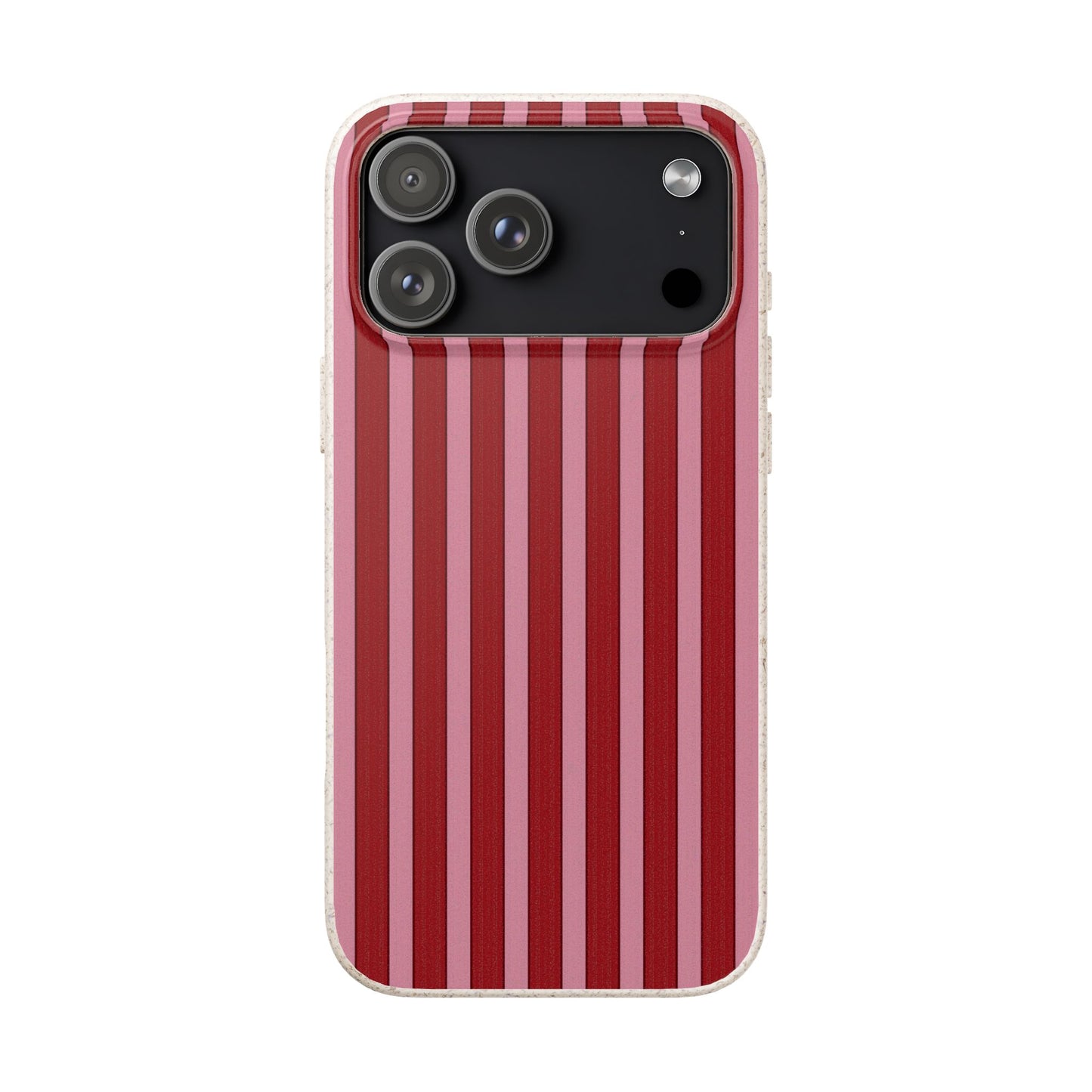 Biodegradable Phone Case — Red Vertical Stripe Eco Protective Cover for Apple iPhone and Samsung Galaxy.