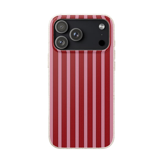 Biodegradable Phone Case — Red Vertical Stripe Eco Protective Cover for Apple iPhone and Samsung Galaxy.