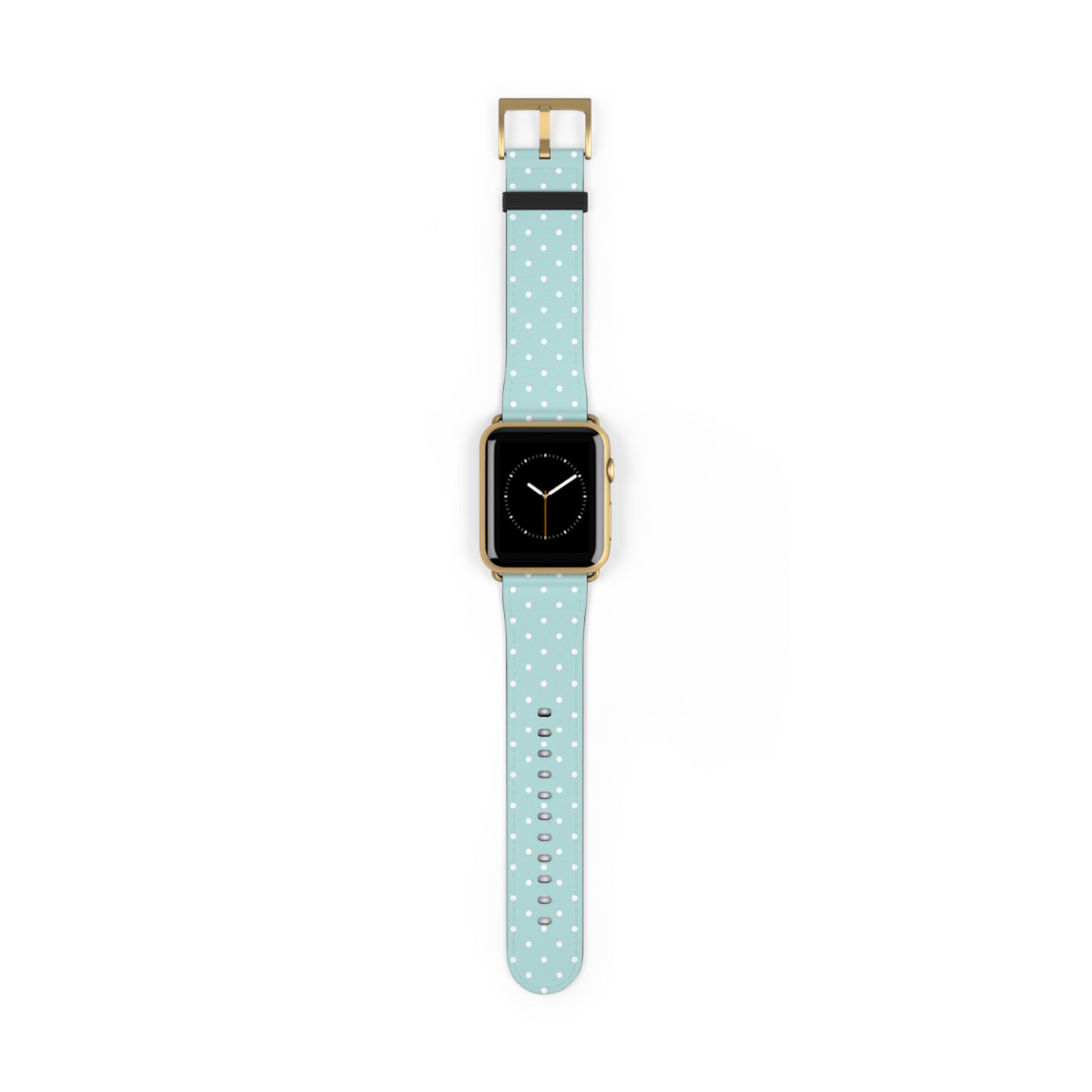 apple watch band in mint green with white polka dots, cute pastel everyday watch strap for women