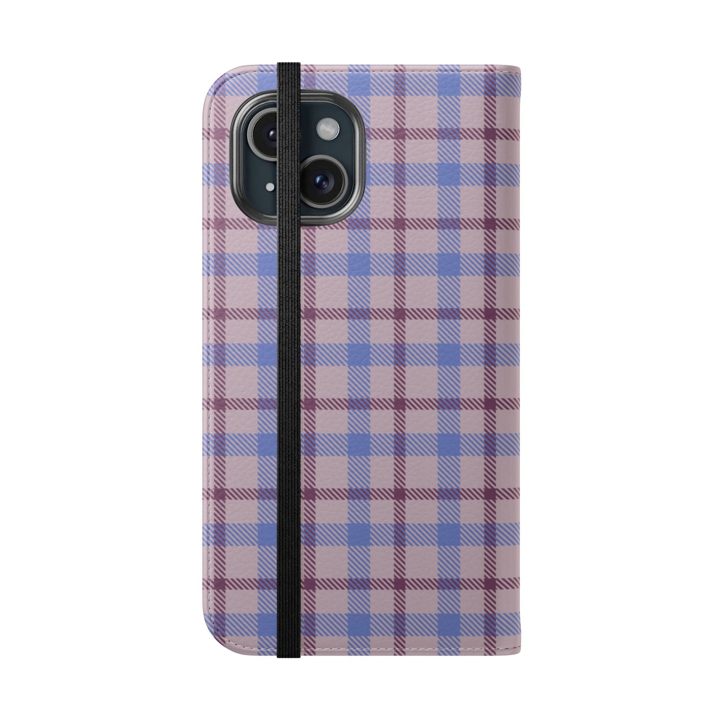 Tartan Flip Phone Case — Blue & Purple Plaid Wallet Cover