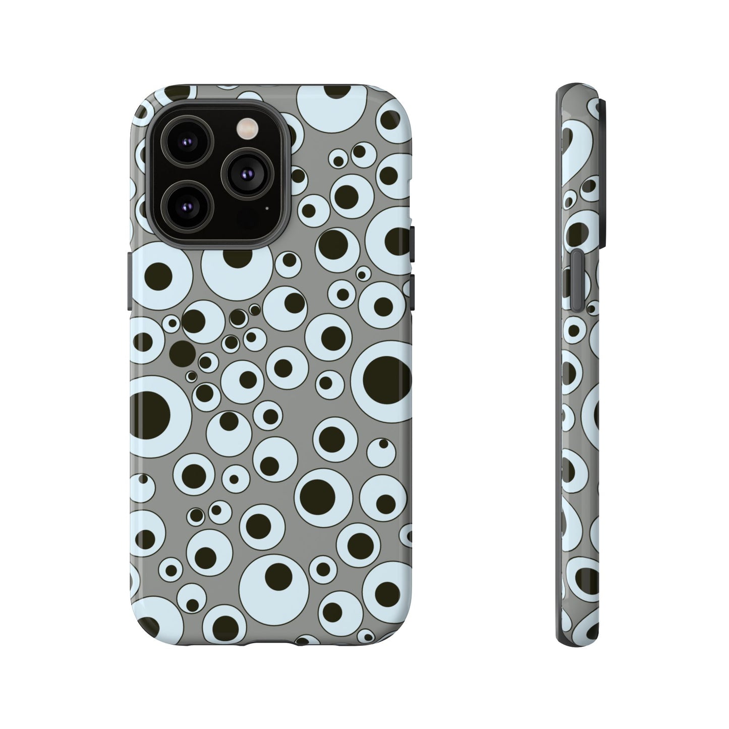 Bubble Pattern Tough Phone Case – Grey Retro Polka-Dot Design