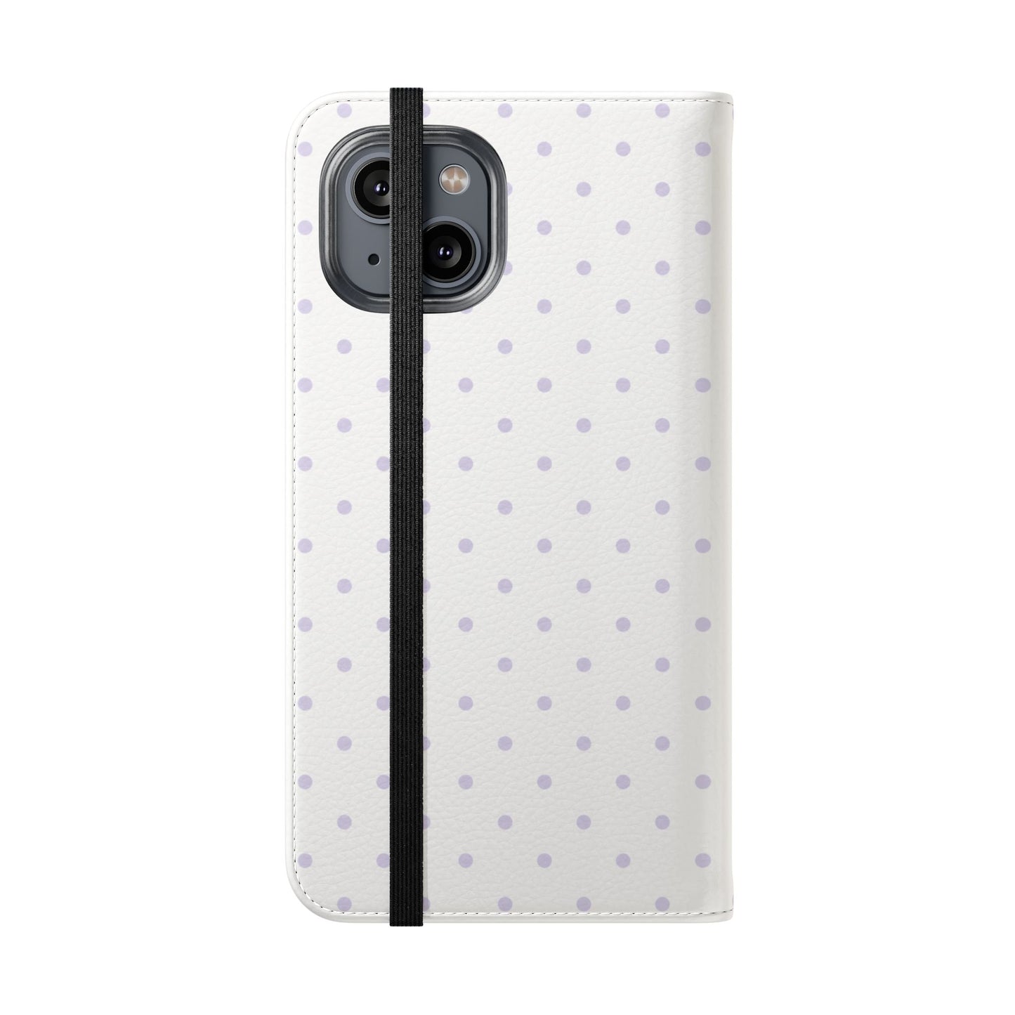 Polka Dot Flip Phone Case — White and Violet Polka Dot Wallet Cover