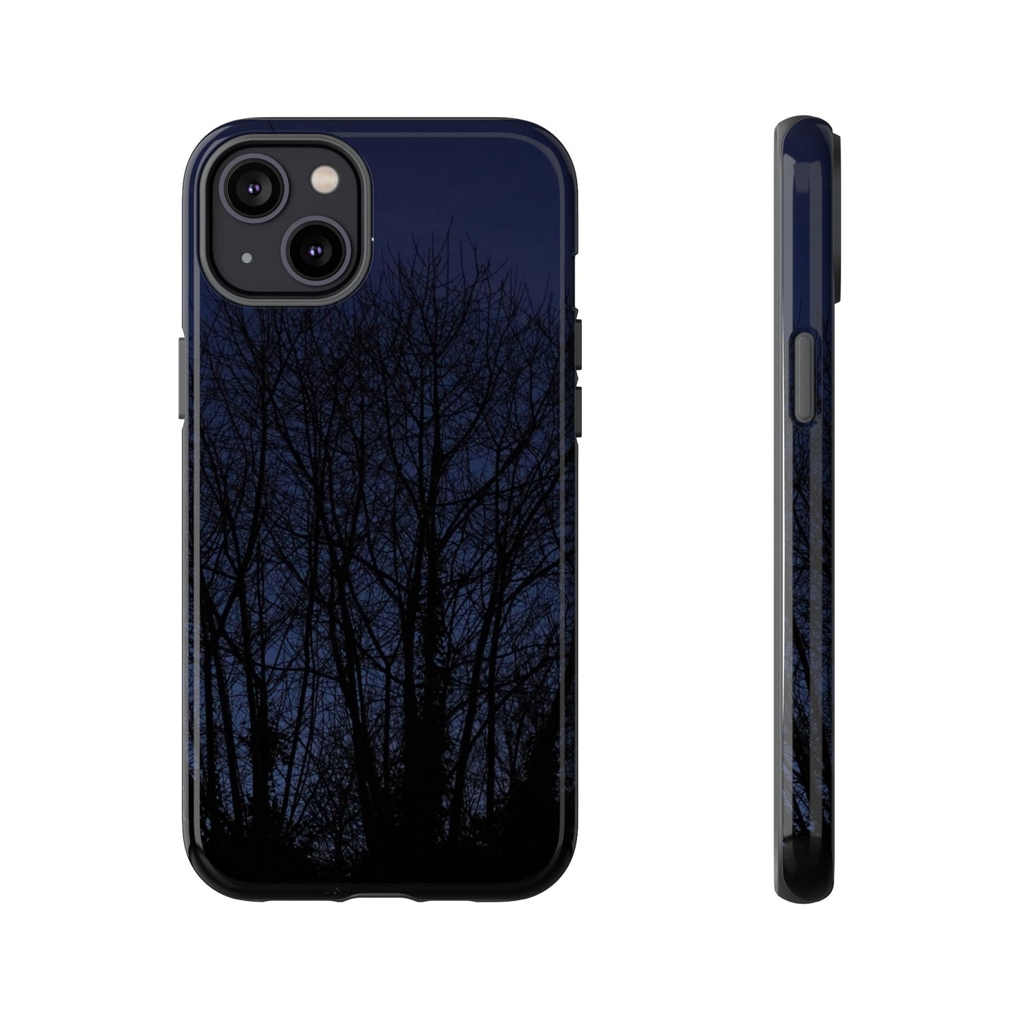 Night Forest Phone Case — Dark Tree Silhouette Protective Tough Case