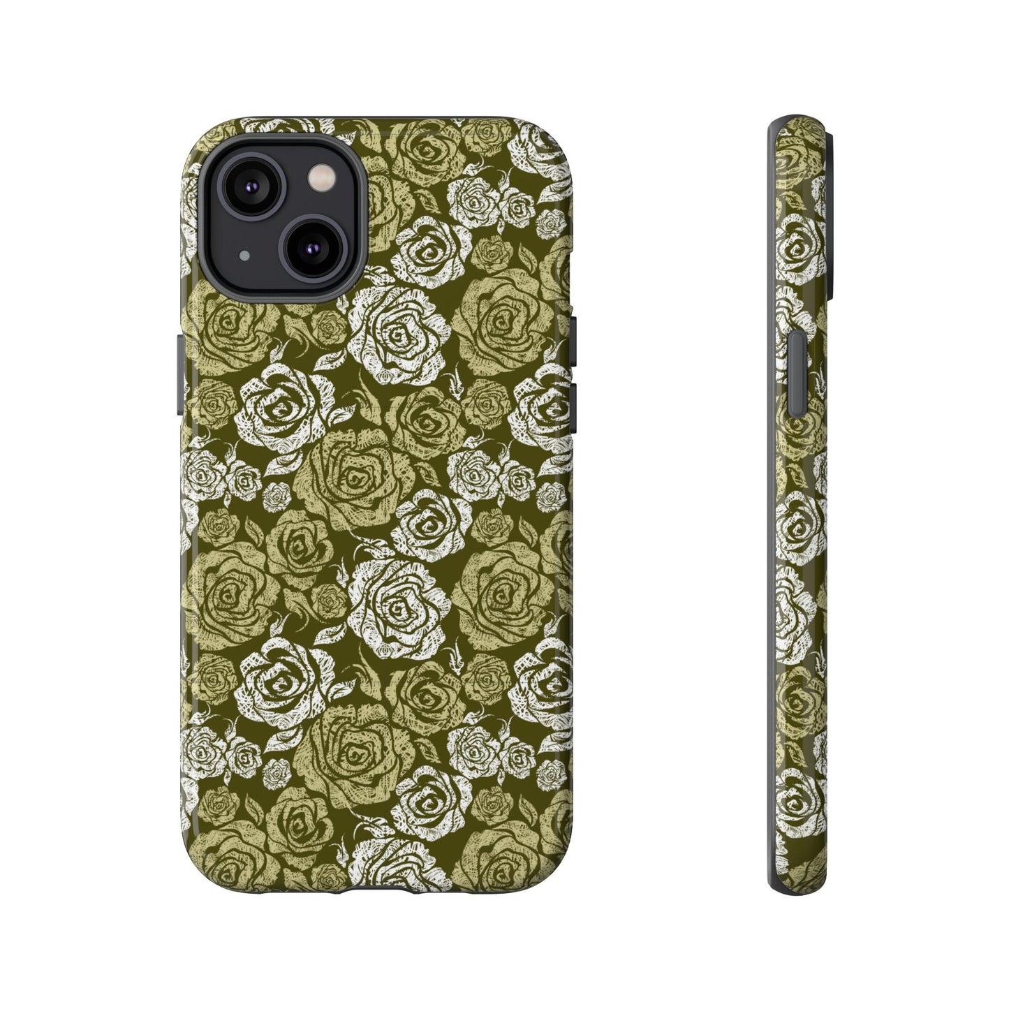 Floral Olive Rose Pattern Tough Phone Case