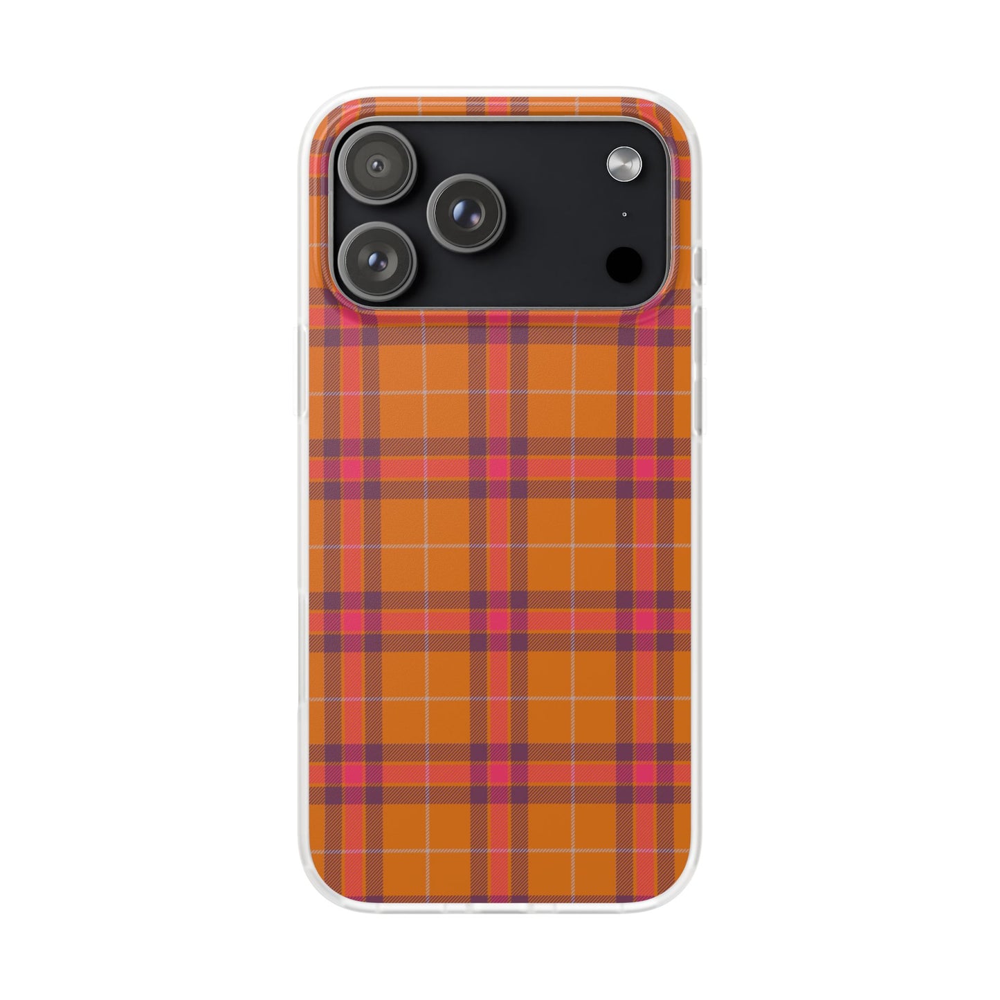 Orange Plaid Flexi Phone Case for Apple iPhone and Samsung Galaxy.